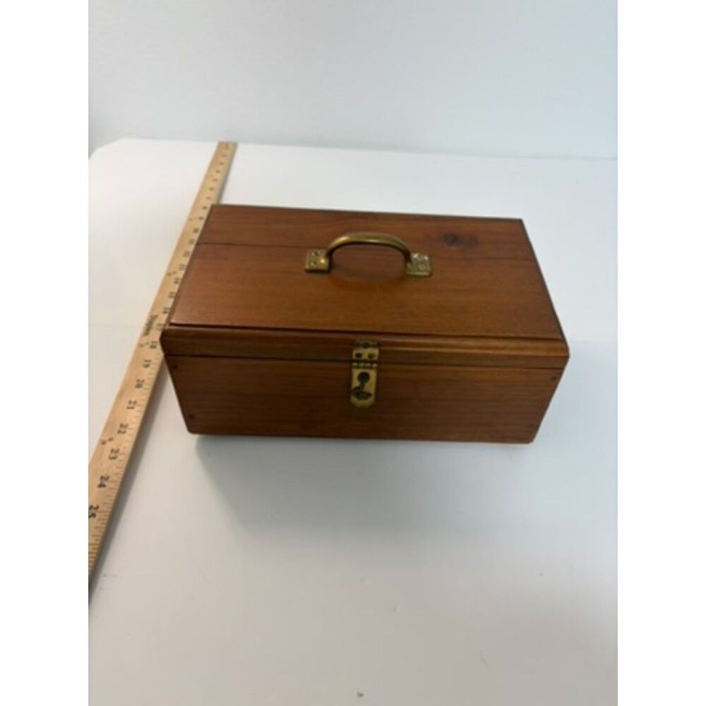 Vintage Handmade wooden box with brass hardware